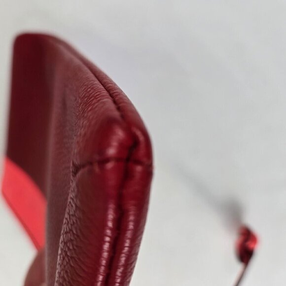 Fossil Pebbled Cowhide Leather Keely Colorblock Pouch Dark Red Pink/Coral - Picture 5 of 9